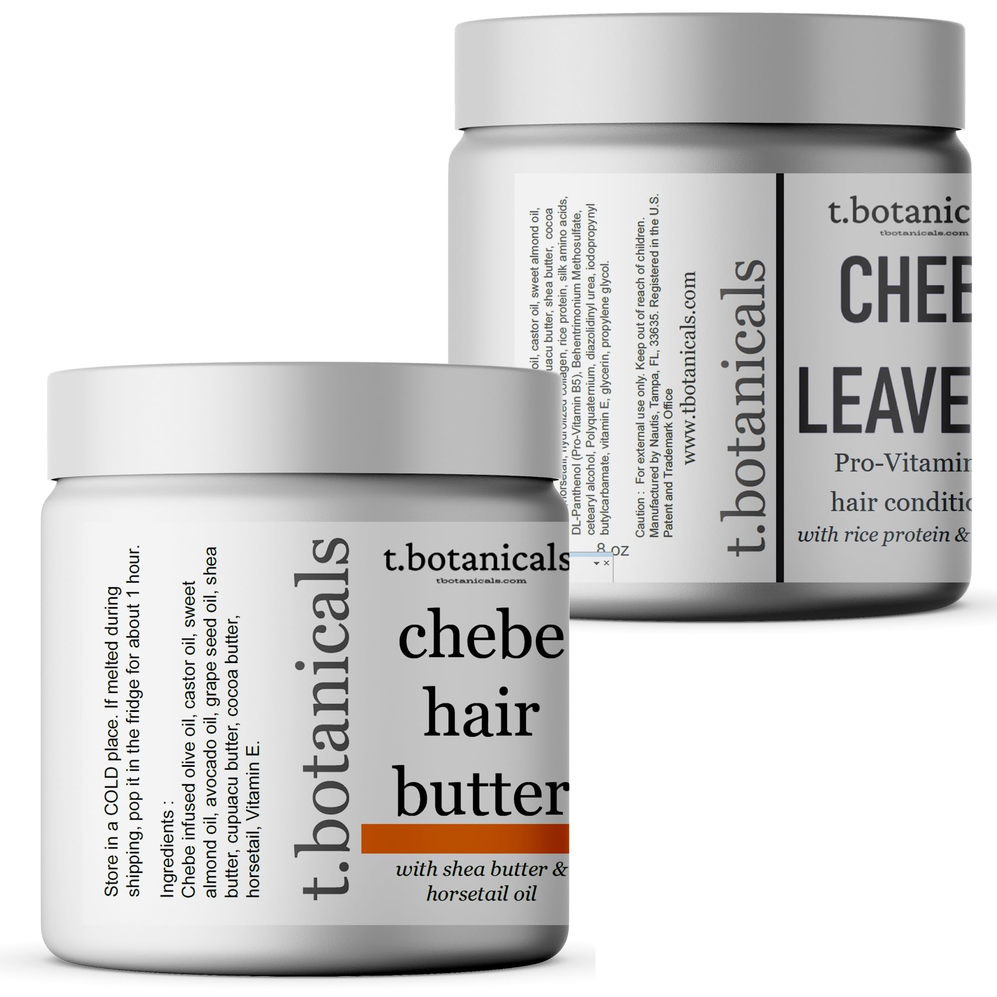 Chebe Butter and Leave In Conditioner Set for Lustrous Locks - Promote Longer, Stronger Hair Growth, Thickening and Eliminate Breakage with Infused Chebe Powder (Lavender, 8 oz each)